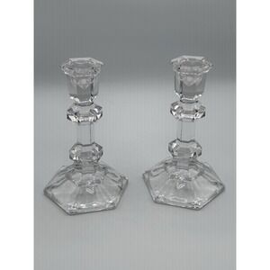 6" Crystal Glass‎ Candle Stick Holder Set Of 2